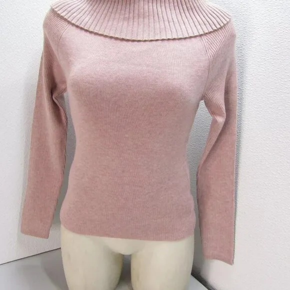 NEW DH NEW YORK Womens Becca Funnel Neck Soft Sweater Size S Dahlia Pink