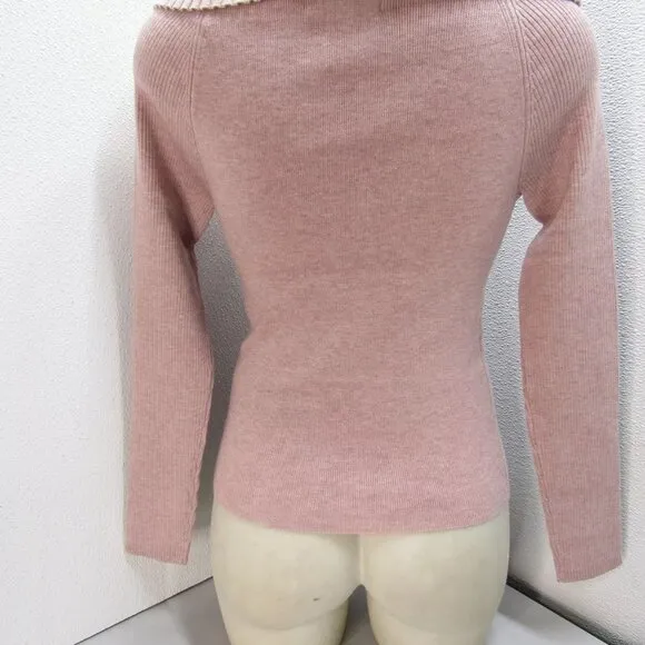 NEW DH NEW YORK Womens Becca Funnel Neck Soft Sweater Size S Dahlia Pink