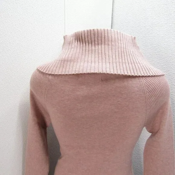 NEW DH NEW YORK Womens Becca Funnel Neck Soft Sweater Size S Dahlia Pink