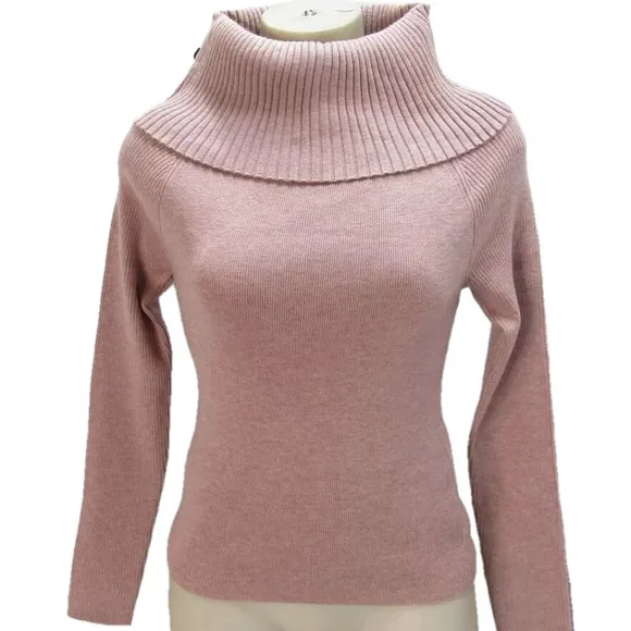 NEW DH NEW YORK Womens Becca Funnel Neck Soft Sweater Size S Dahlia Pink