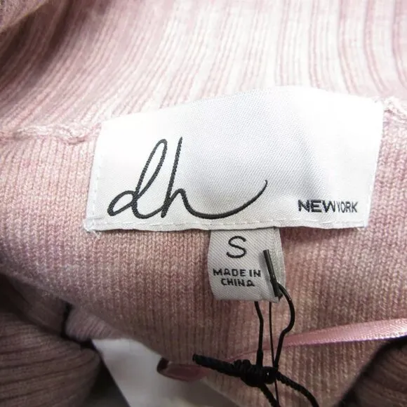 NEW DH NEW YORK Womens Becca Funnel Neck Soft Sweater Size S Dahlia Pink