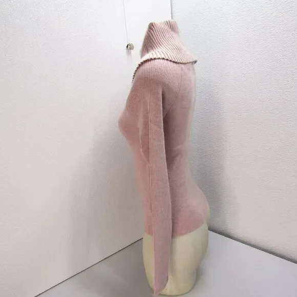 NEW DH NEW YORK Womens Becca Funnel Neck Soft Sweater Size S Dahlia Pink