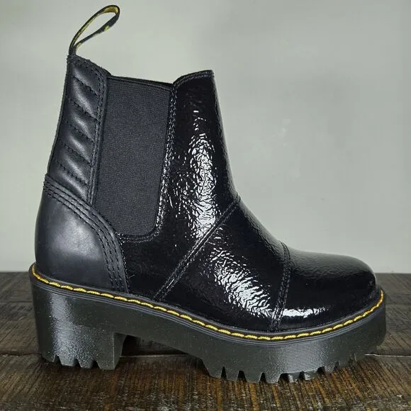 NEW Dr. Doc Martens Rozalie Womens Size 6 Chelsea Heeled Boots Black Leather
