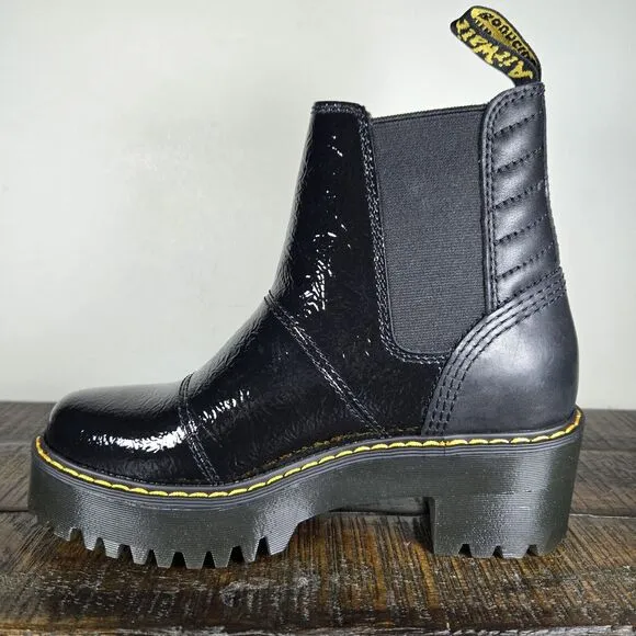 NEW Dr. Doc Martens Rozalie Womens Size 6 Chelsea Heeled Boots Black Leather