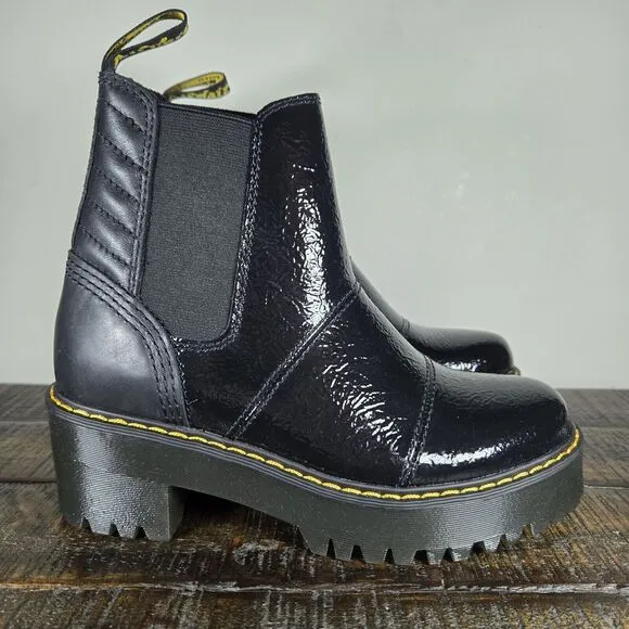 NEW Dr. Doc Martens Rozalie Womens Size 6 Chelsea Heeled Boots Black Leather
