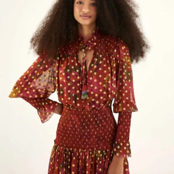 NEW Farm Rio Banana Flowers Smocked Mini Dress