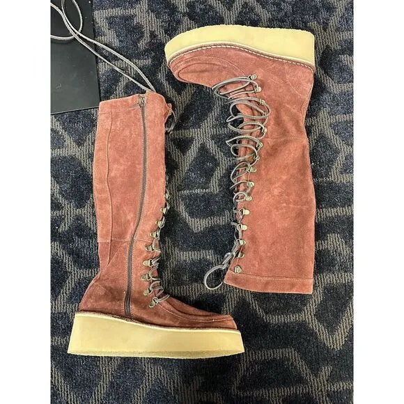 New Free People Ava Tall Lace Up Boots Size 37