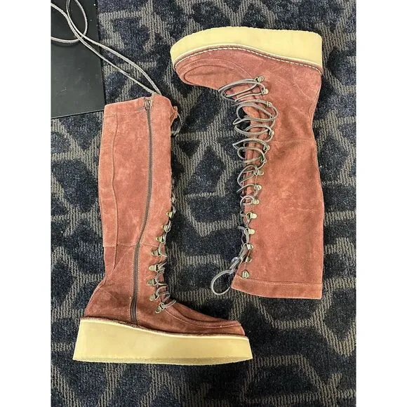 New Free People Ava Tall Lace Up Boots Size 37