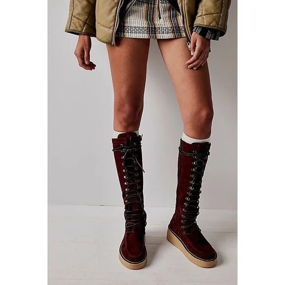 New Free People Ava Tall Lace Up Boots Size 37