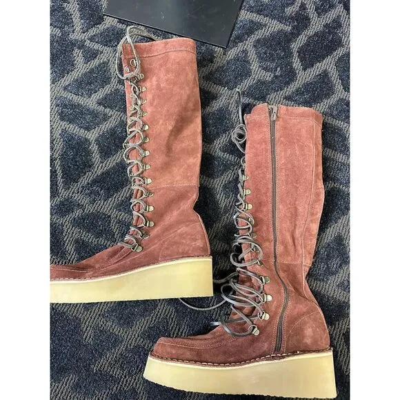 New Free People Ava Tall Lace Up Boots Size 37