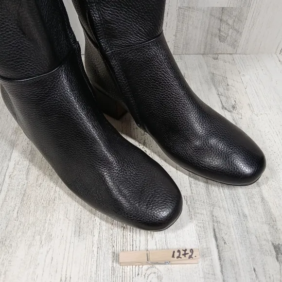 NEW Gentle Souls Ella Stove Black Leather Knee High Block Heel Boots #1272