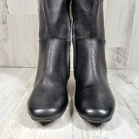 NEW Gentle Souls Ella Stove Black Leather Knee High Block Heel Boots #1272