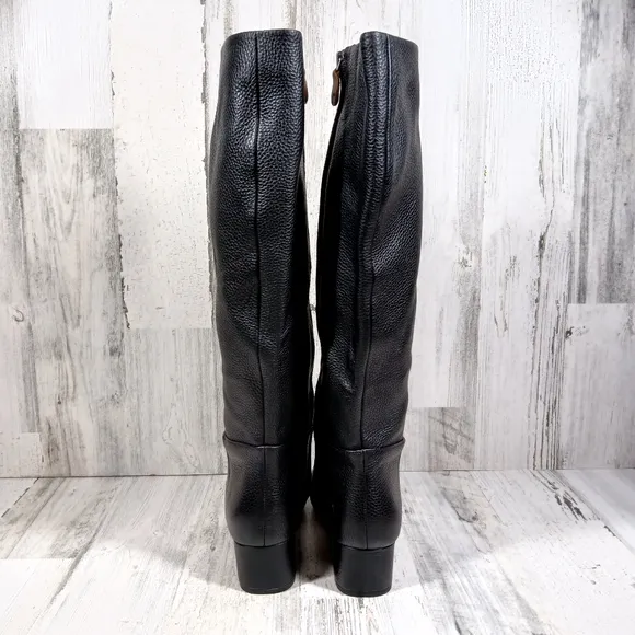 NEW Gentle Souls Ella Stove Black Leather Knee High Block Heel Boots #1272