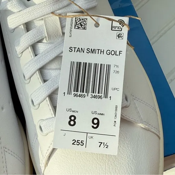 NEW GOLF Adidas Stan Smith UNISEX White and Navy Spikeless Golf Sneakers