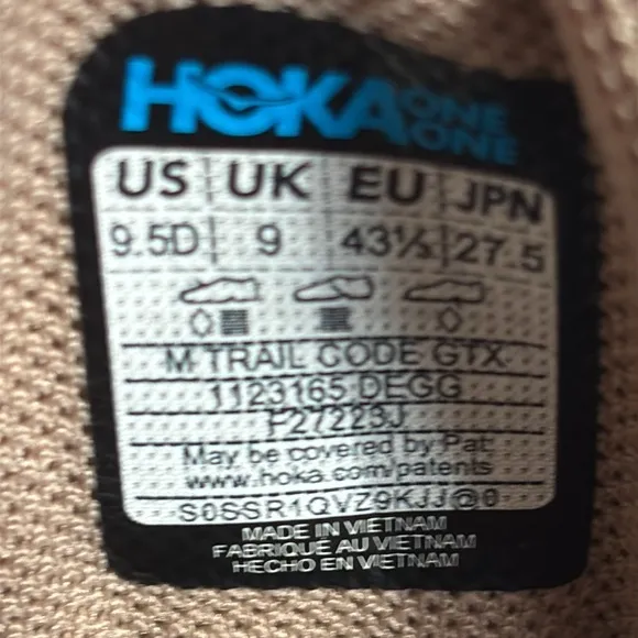 NEW Hoka One One Trail Code GTX Gore-Tex Hiking Boot Shoes Dune DEGG Sz 9.5