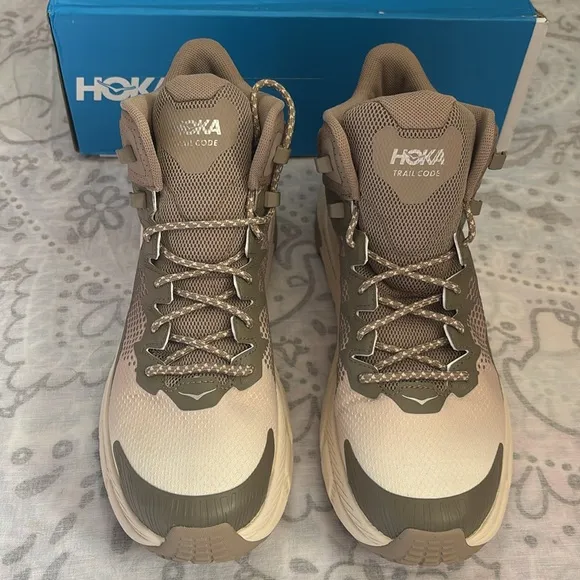 NEW Hoka One One Trail Code GTX Gore-Tex Hiking Boot Shoes Dune DEGG Sz 9.5
