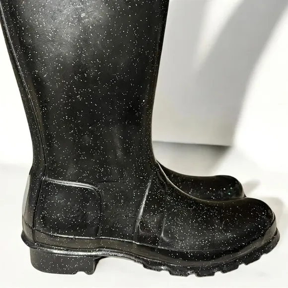 🌻NEW HUNTER Big Kids Original Giant Glitter Rain Boots Size 4 Boy / 5 Girl