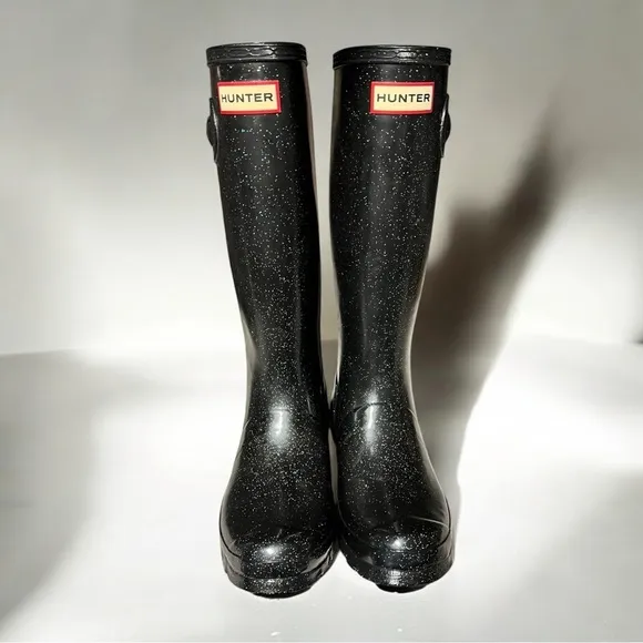 🌻NEW HUNTER Big Kids Original Giant Glitter Rain Boots Size 4 Boy / 5 Girl