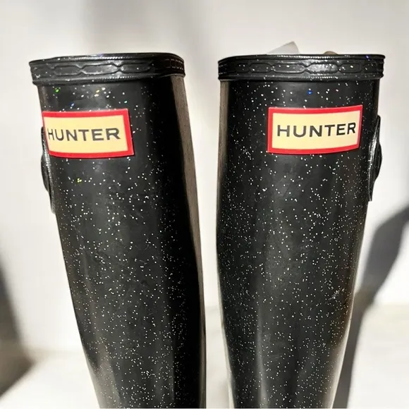 🌻NEW HUNTER Big Kids Original Giant Glitter Rain Boots Size 4 Boy / 5 Girl