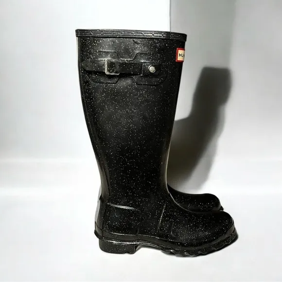 🌻NEW HUNTER Big Kids Original Giant Glitter Rain Boots Size 4 Boy / 5 Girl