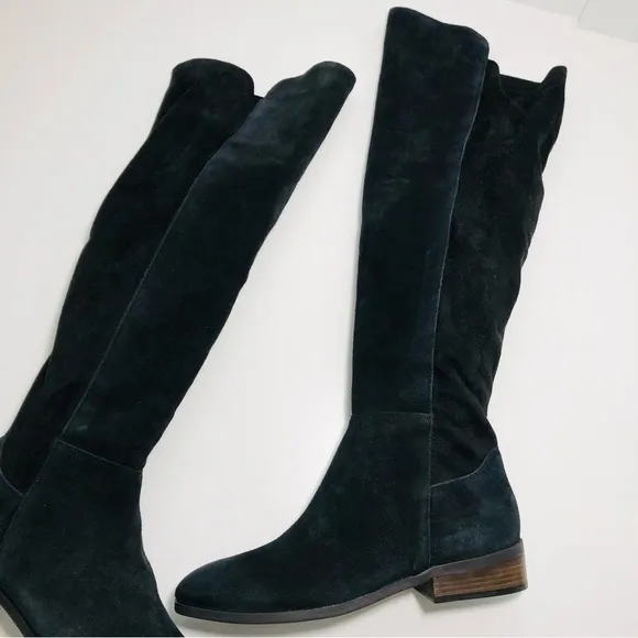 NEW Lucky Brand Calypso Over-The-Knee Boot in Black Suede Fabric Combo size 6.5