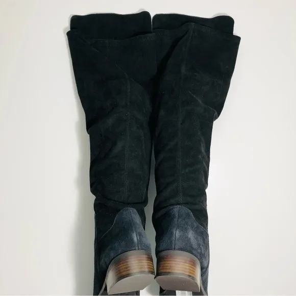 NEW Lucky Brand Calypso Over-The-Knee Boot in Black Suede Fabric Combo size 6.5