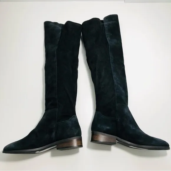 NEW Lucky Brand Calypso Over-The-Knee Boot in Black Suede Fabric Combo size 6.5