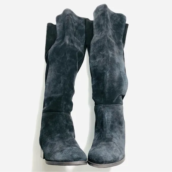 NEW Lucky Brand Calypso Over-The-Knee Boot in Black Suede Fabric Combo size 6.5