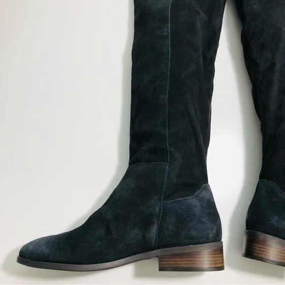 NEW Lucky Brand Calypso Over-The-Knee Boot in Black Suede Fabric Combo size 6.5