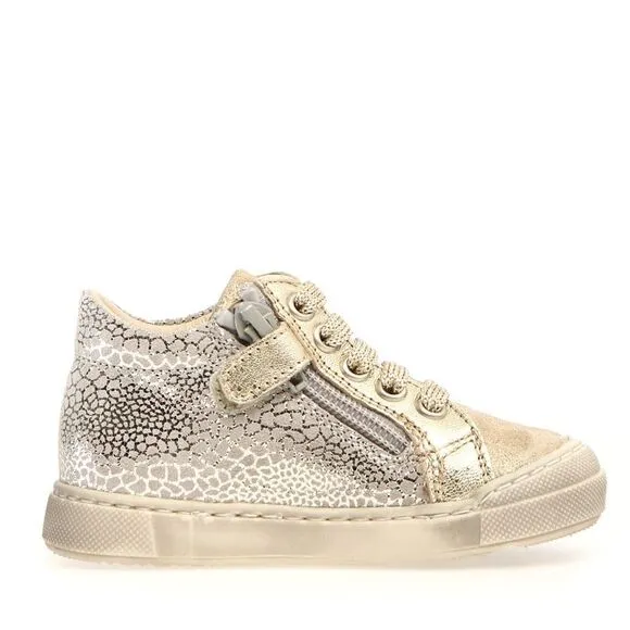 NEW NATURINO GIRL'S DORD ZIP SUEDE FASHION SHOES, PLATINUM