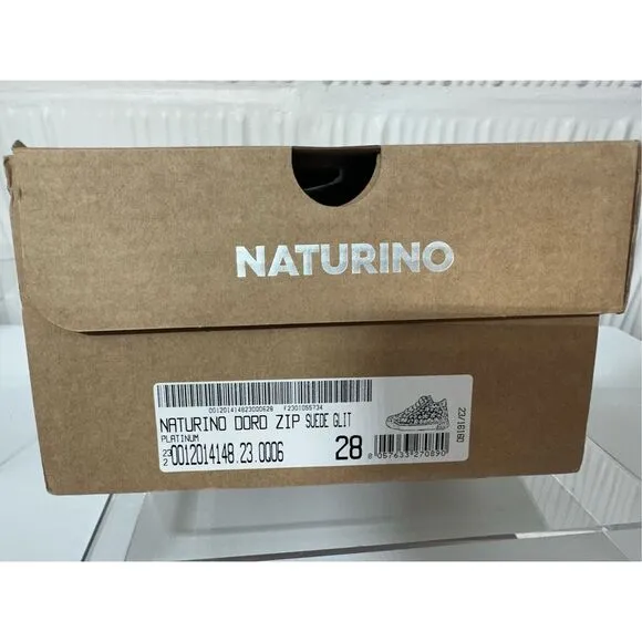 NEW NATURINO GIRL'S DORD ZIP SUEDE FASHION SHOES, PLATINUM