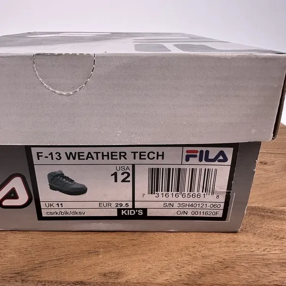 New NIB Little Kids Fila F-13 Weather Tech Gray Outdoor Ankle Boots Size 12 C