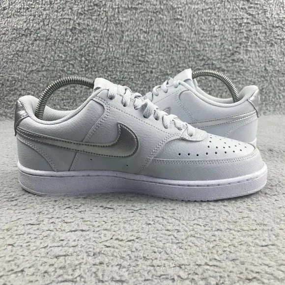 New Nike Shoes Court Vision Low Womens 9.5 Pure Platinum Silver Mens 8 Unisex