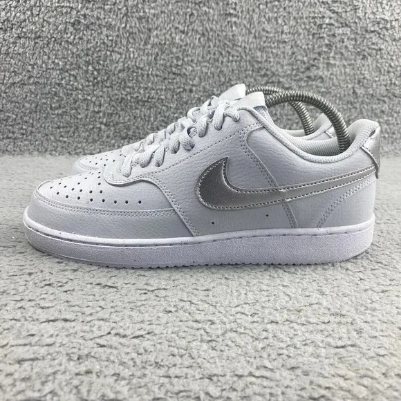 New Nike Shoes Court Vision Low Womens 9.5 Pure Platinum Silver Mens 8 Unisex