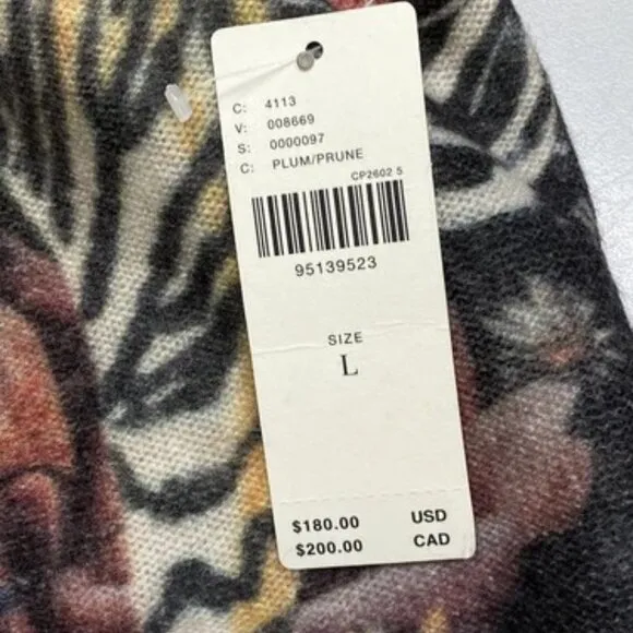 NEW PILCRO Sweater Black/Multi Size L The Alani Cashmere Mockneck Long Sleeve