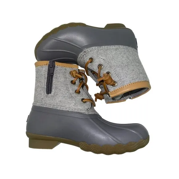 NEW! Sperry Youth Girls Saltwater Duck Boots Grey Wool Toddler Size 12 STK163900