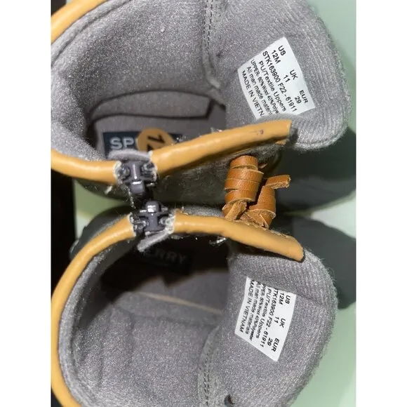 NEW! Sperry Youth Girls Saltwater Duck Boots Grey Wool Toddler Size 12 STK163900