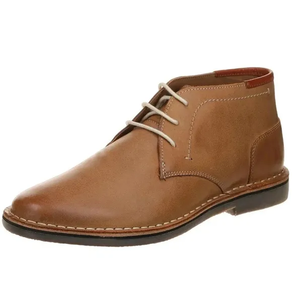 NEW Steve Madden Mens Hestonn Chukka Leather Shoes Double-Stitched Tan Size 12