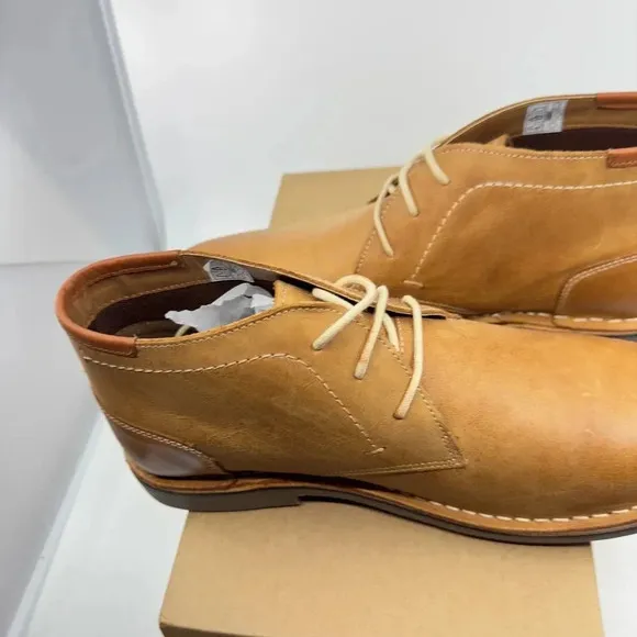 NEW Steve Madden Mens Hestonn Chukka Leather Shoes Double-Stitched Tan Size 12