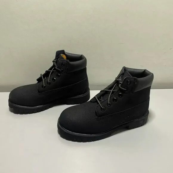 NEW TIMBERLAND Boys Premium Boots Size 2.5 Waterproof 6-Inch Padded Collar Black