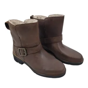 NEW Timberland Graceyn Waterproof Biker Boots Leather Brown Size 6
