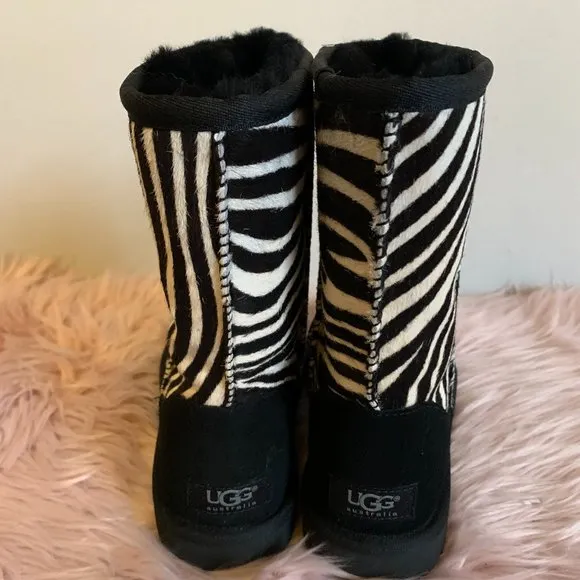 NEW! UGG CLASSIC SHORT EXOTIC ZEBRA BOOTS