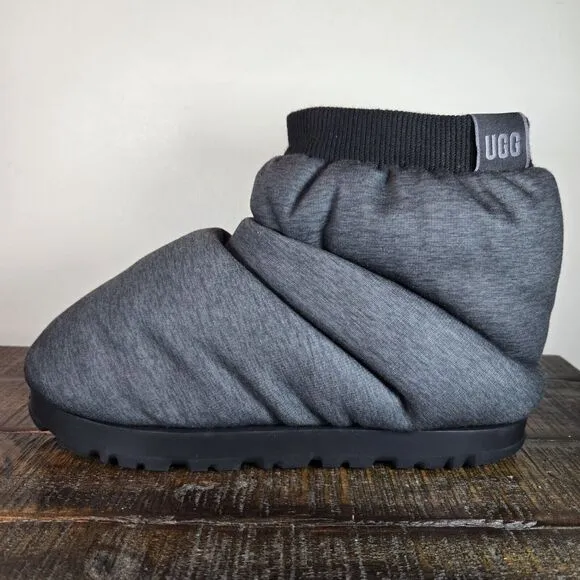 NEW UGG Spaceslider Jersey Booties Womens 7 Platform Liner Puffy Boot Gray Black