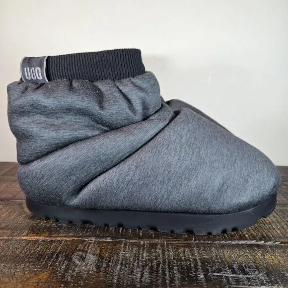 NEW UGG Spaceslider Jersey Booties Womens 7 Platform Liner Puffy Boot Gray Black