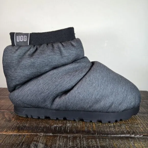 NEW UGG Spaceslider Jersey Booties Womens 7 Platform Liner Puffy Boot Gray Black