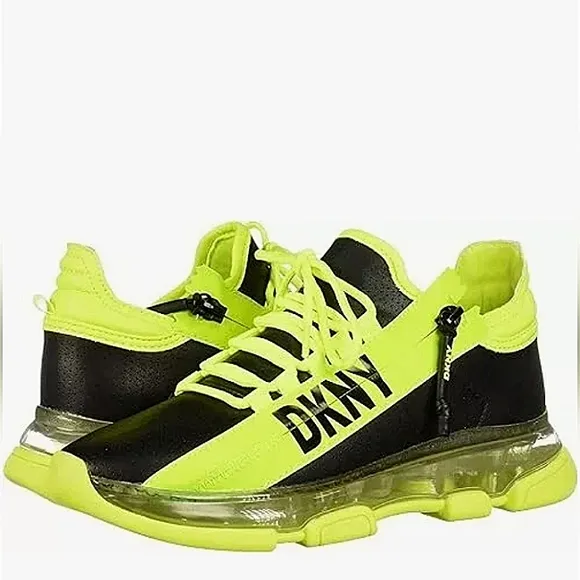 New w/o Box DKNY Tokyo Neon Fashion Lace-Up Zip Sneakers Size 6