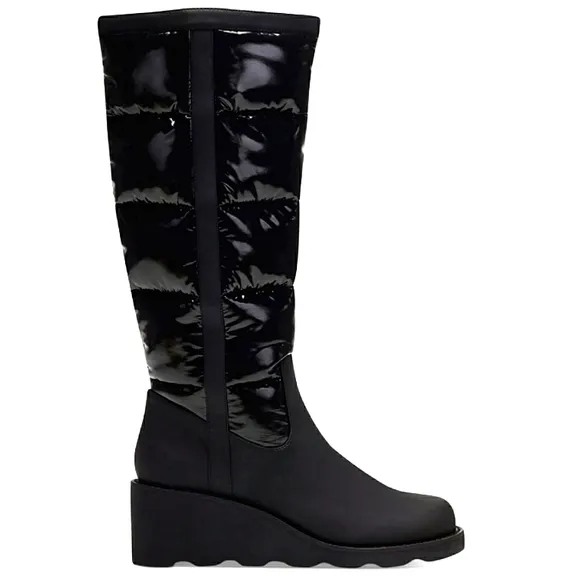 New w/o Box INC International Concepts Hiliah Puffer Wedge Black Boots Size 5