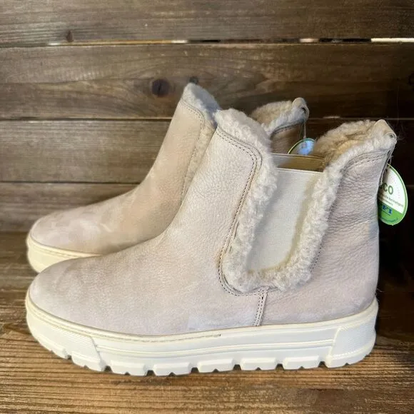 New Womens Paul Green Beige Nubuck Leather Warm Merino Lining‎ Boots Size 8.5 M