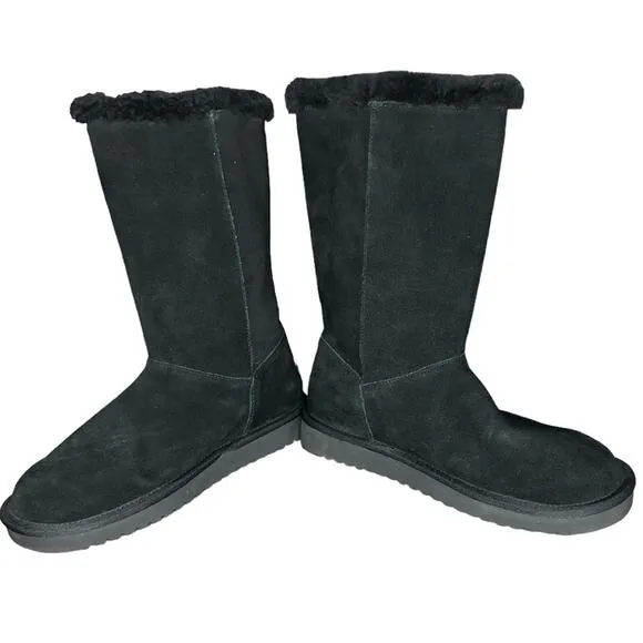 New Women's UGG KOOLABURA Kinslei Winter Boots Black Suede Mid Calf Size 6