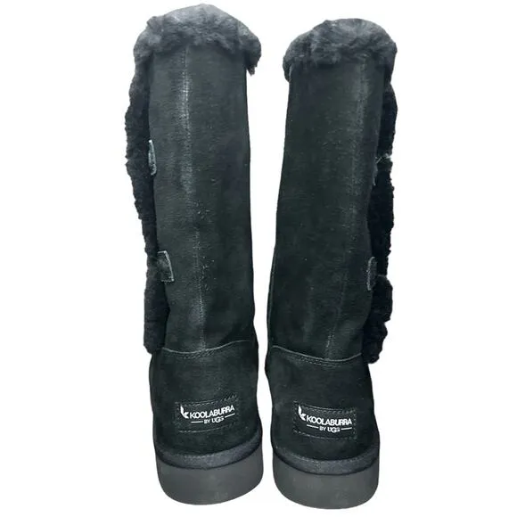 New Women's UGG KOOLABURA Kinslei Winter Boots Black Suede Mid Calf Size 6